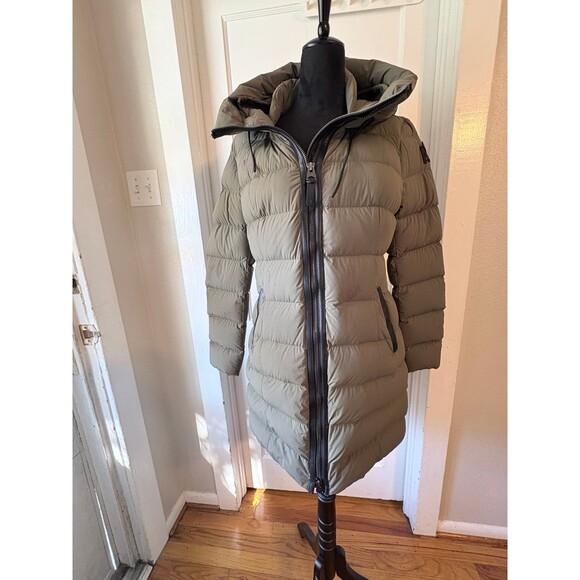 Mackage Calla Down Filled Long Puffer Coat Olive Green DAMAGED STAINED Size M - Picture 2 of 12